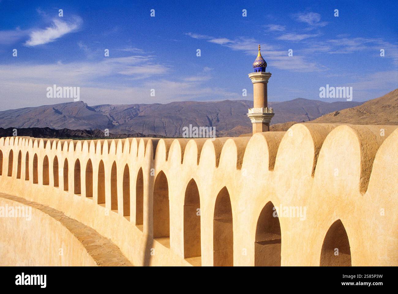 Festung und Moschee von Nizwa, Sultanat von Oman, Arabische Halbinsel Stockfoto