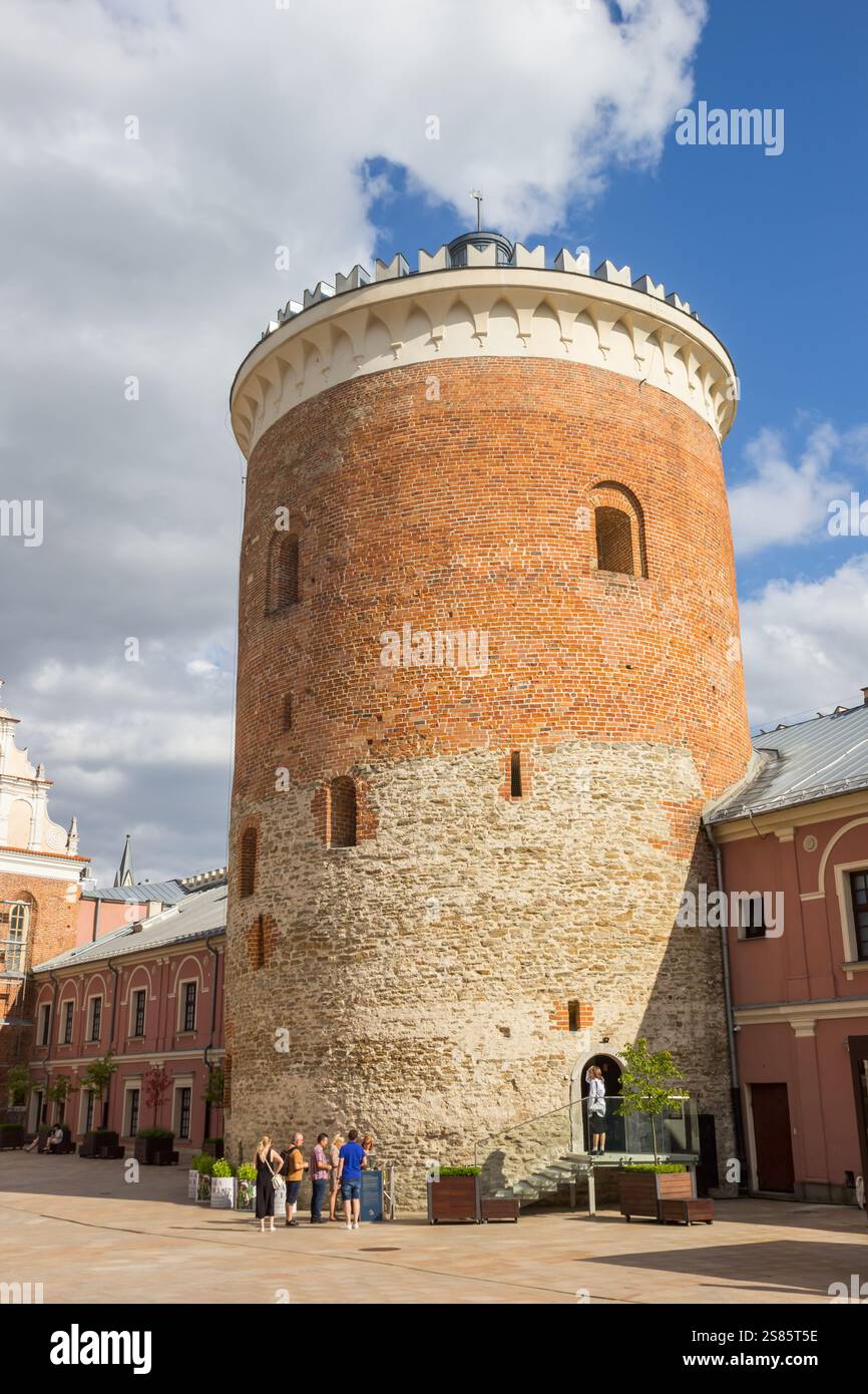 Turm im Innenhof der historischen Burg in Lublin, Polen Stockfoto