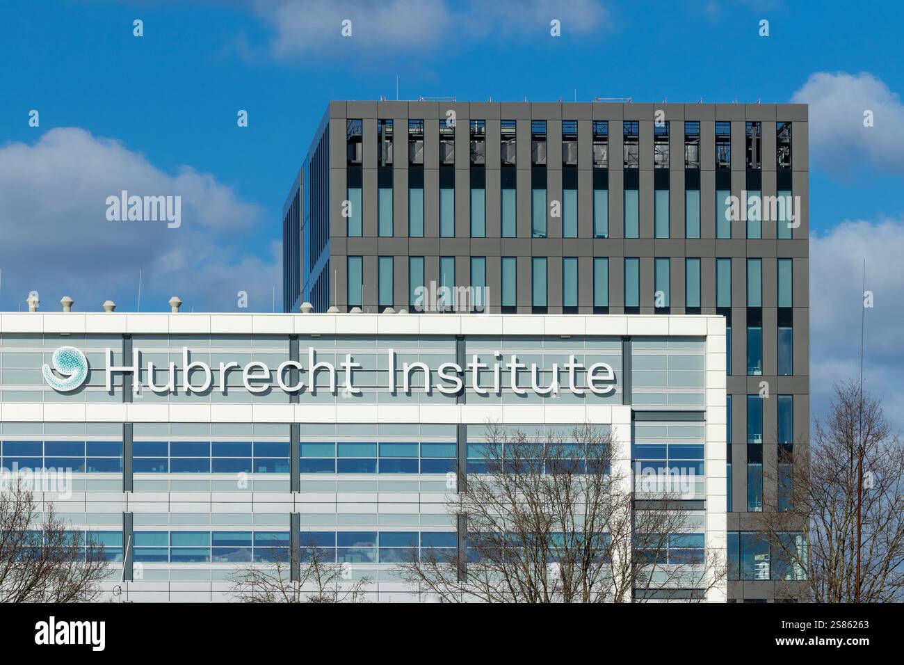 Bauschild des Hubrecht-Instituts. Das Hubrecht-Institut ist ein Forschungsinstitut der Königlich Niederländischen Akademie der Künste und Wissenschaften an der Utrecht Stockfoto
