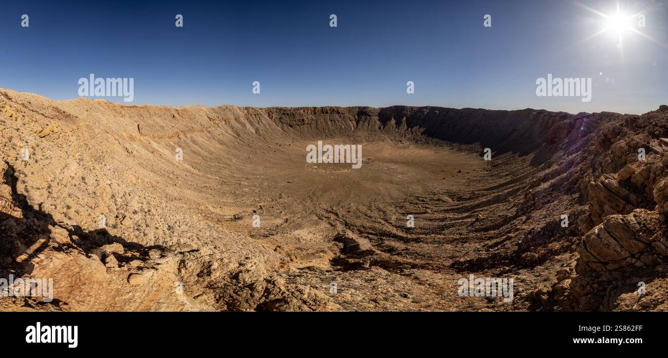 Panoramaaufnahme des Meteor-Kraters, Flagstaff, Arizona Stockfoto