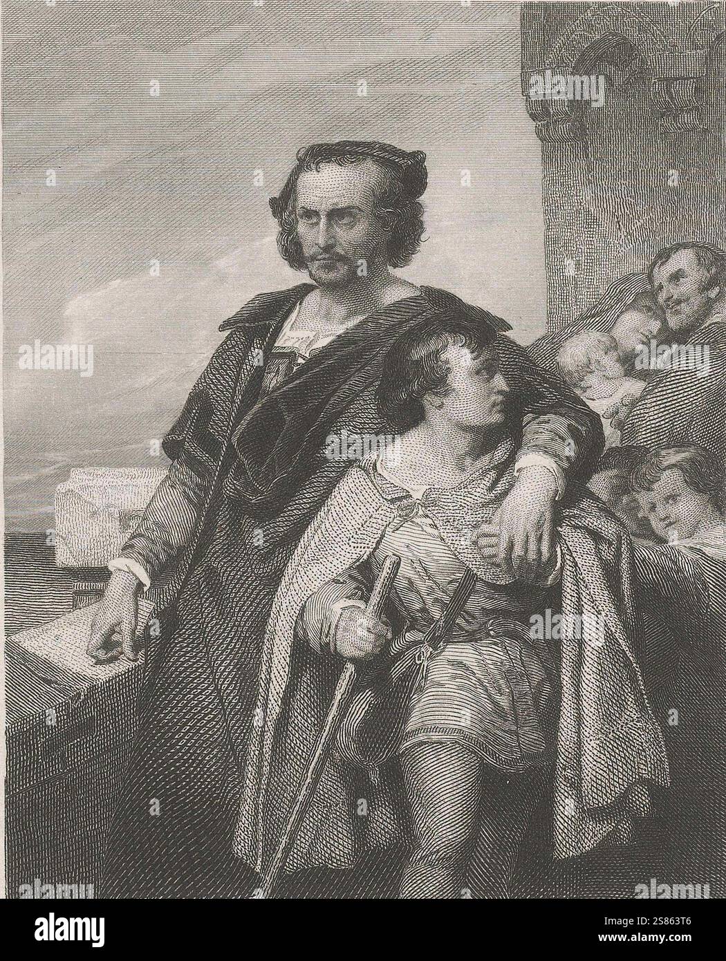 Christoph Kolumbus, (um 1451 bis 20. Mai 1506) war ein italienischer Seefahrer in kastilischen Diensten, der im Jahr 1492 Amerika wiederentdeckte, Historisch, digital restaurierte Reproduktion von einer Vorlage aus dem 19. Jahrhundert Stockfoto