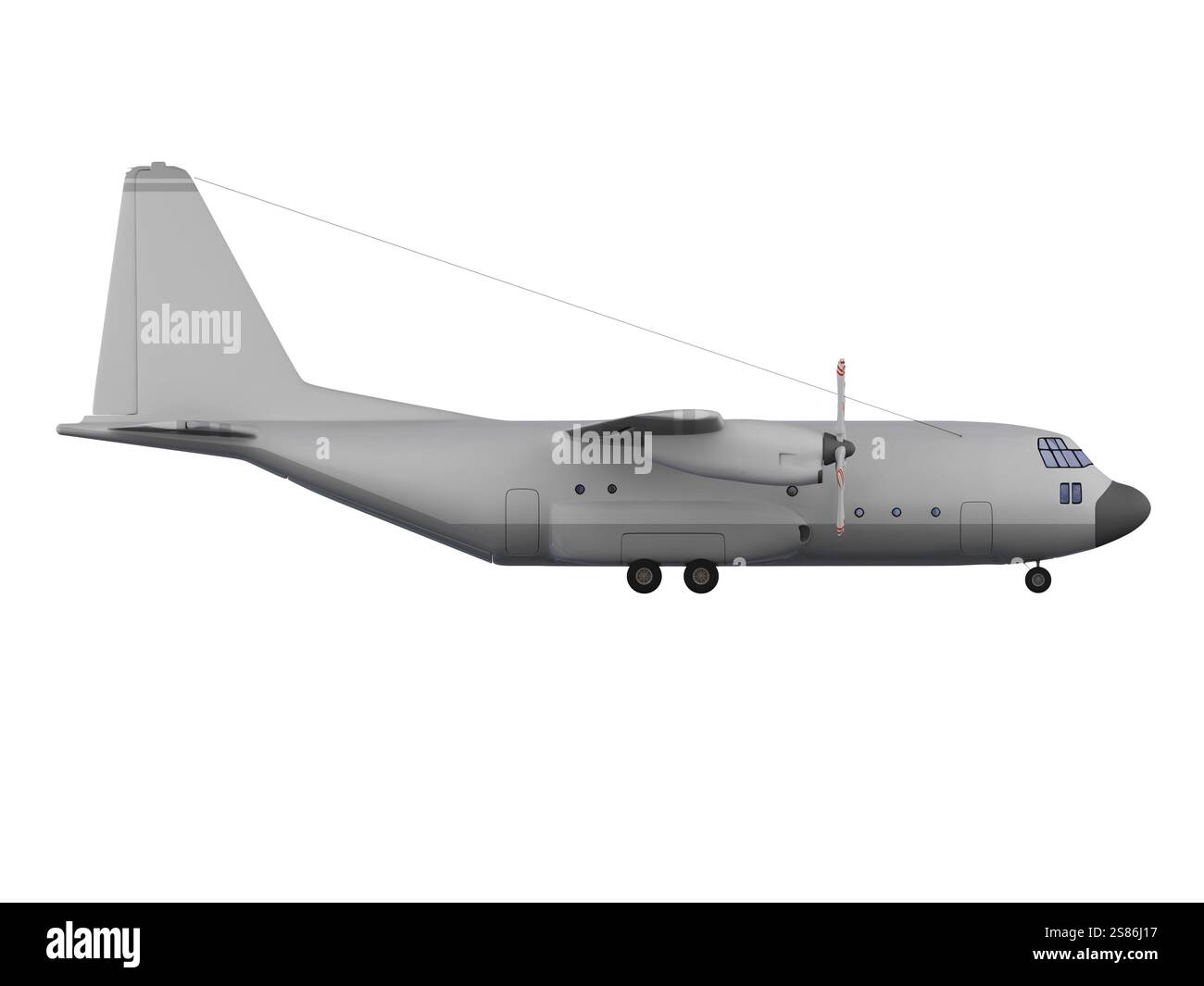 Isoliertes Militärflugzeug auf weißem Hintergrund Stockfoto