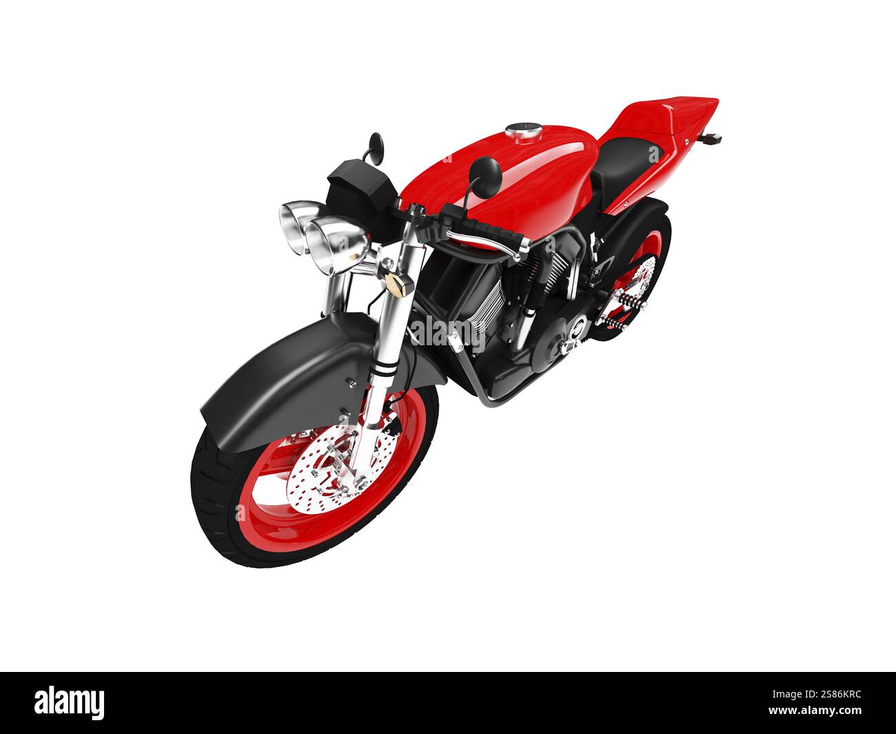 Isoliertes Motorrad auf weißem Hintergrund Stockfoto