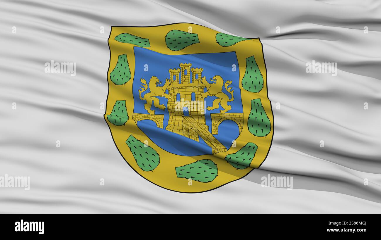 Closeup Flagge Mexiko City, die Hauptstadt von Mexiko, winken im Wind Stockfoto