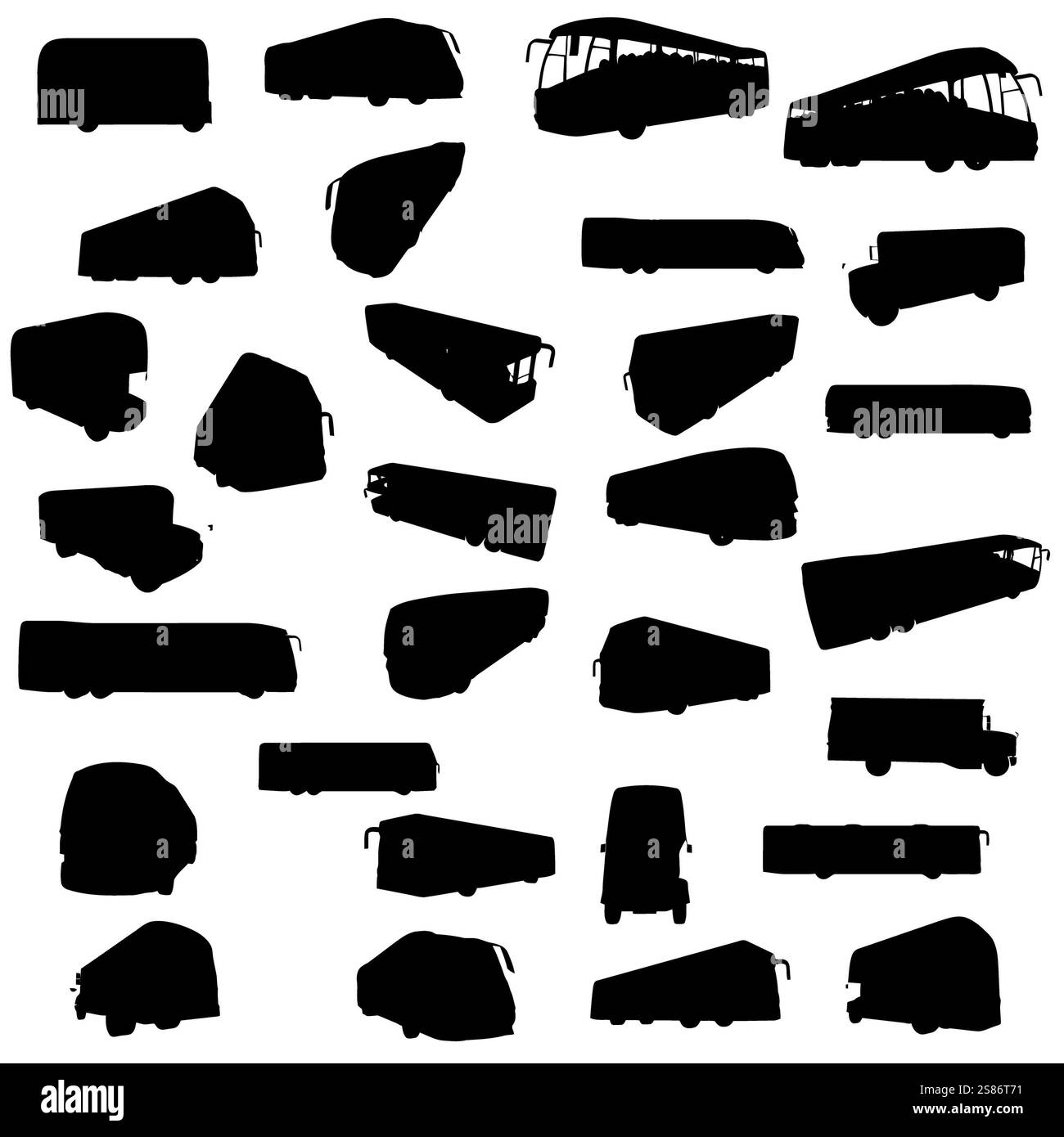 Silhouette von Bussen Stockfoto