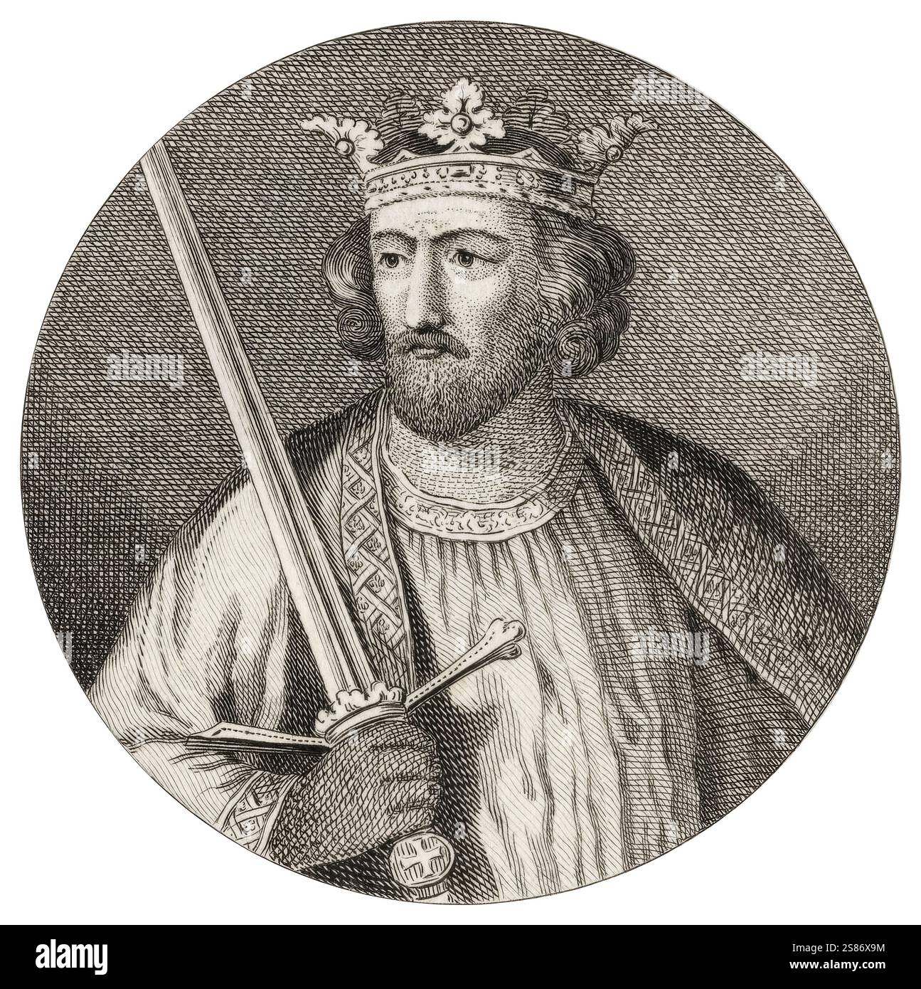 Eduard I. von England (1239–1307), König von England 1272–1307, Porträtstich von Louis Philippe Boitard, um 1750 Stockfoto