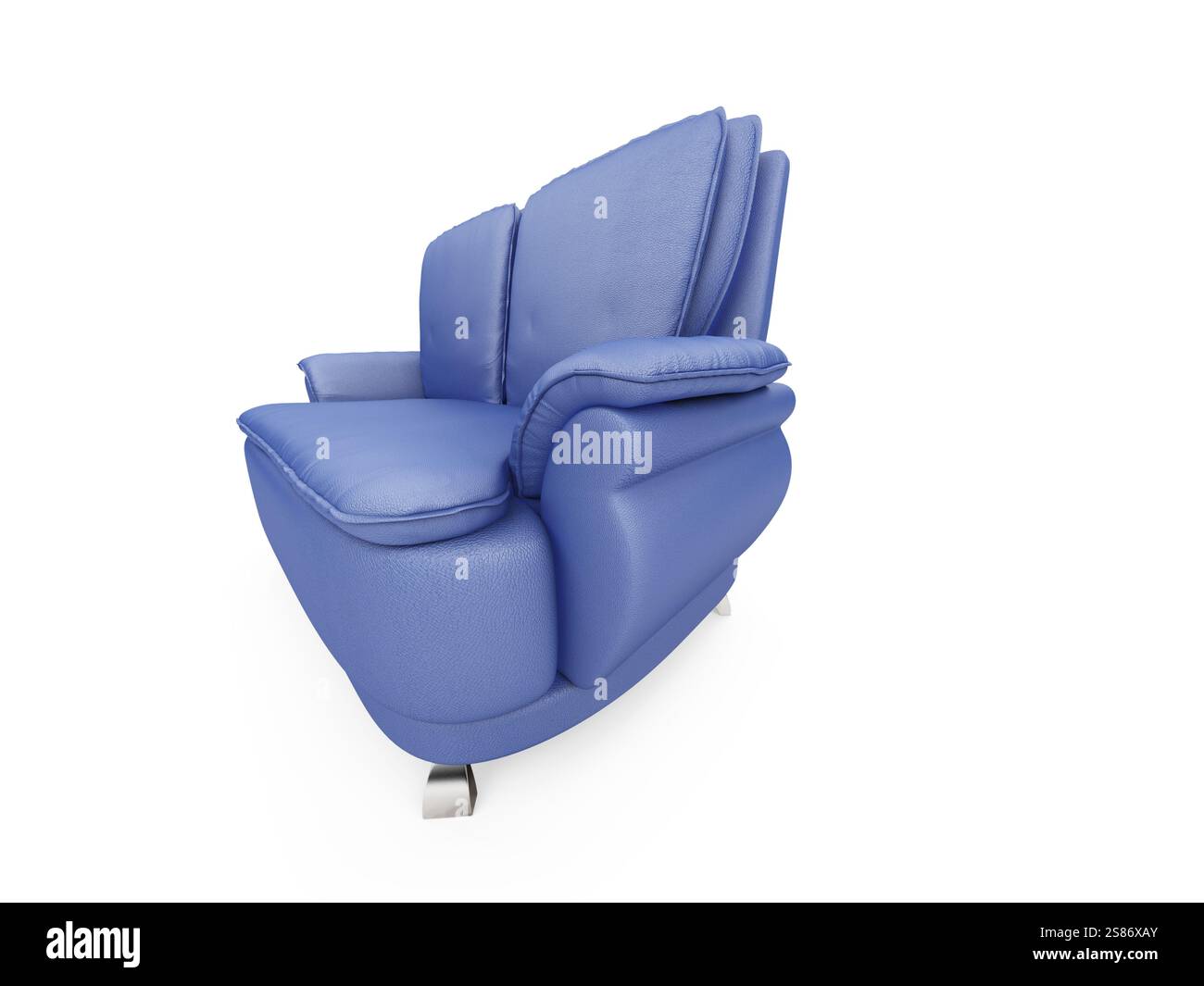 Isoliertes blaues Sofa auf weißem Hintergrund Stockfoto