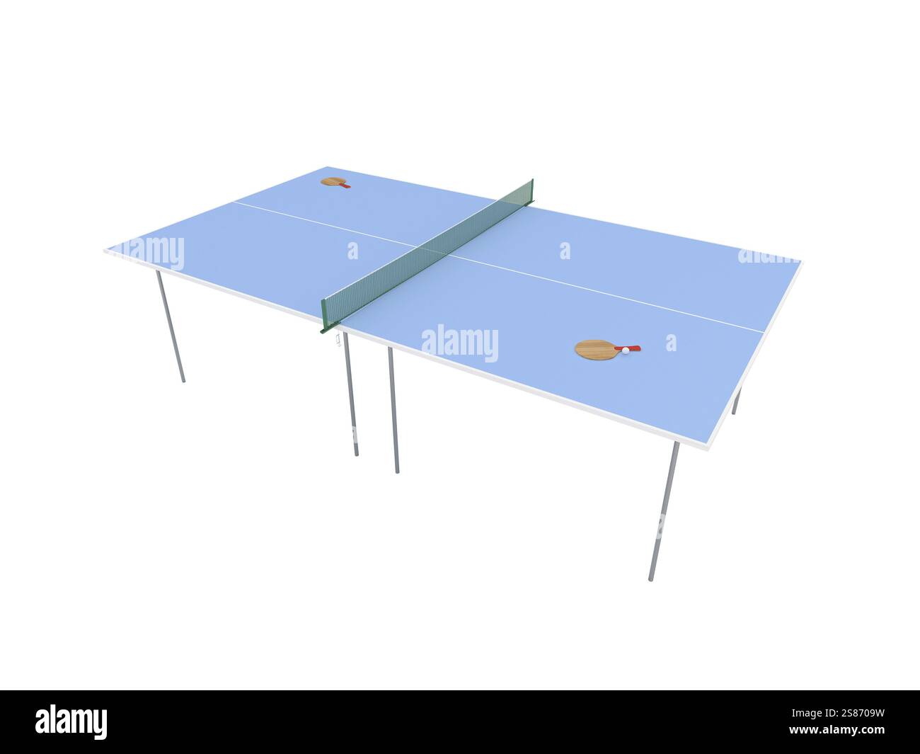 Isoliertes Tischtennis auf weißem Hintergrund Stockfoto