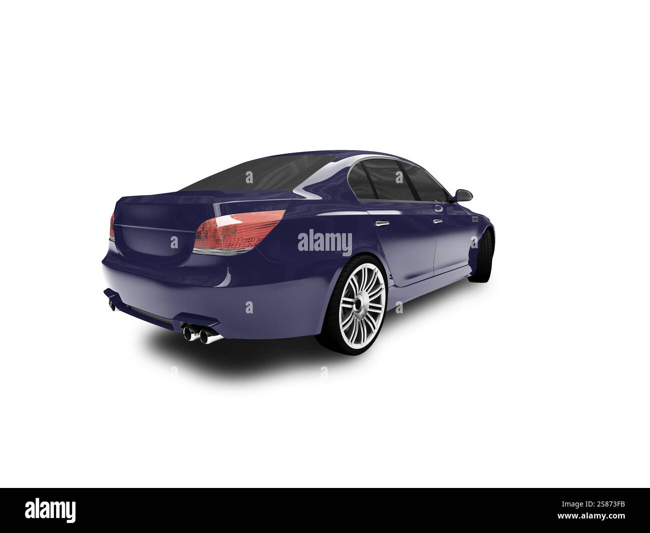 Blaues Auto auf weißem Hintergrund Stockfoto