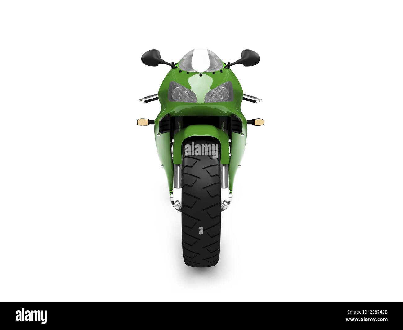 Isoliertes Motorrad auf weißem Hintergrund Stockfoto