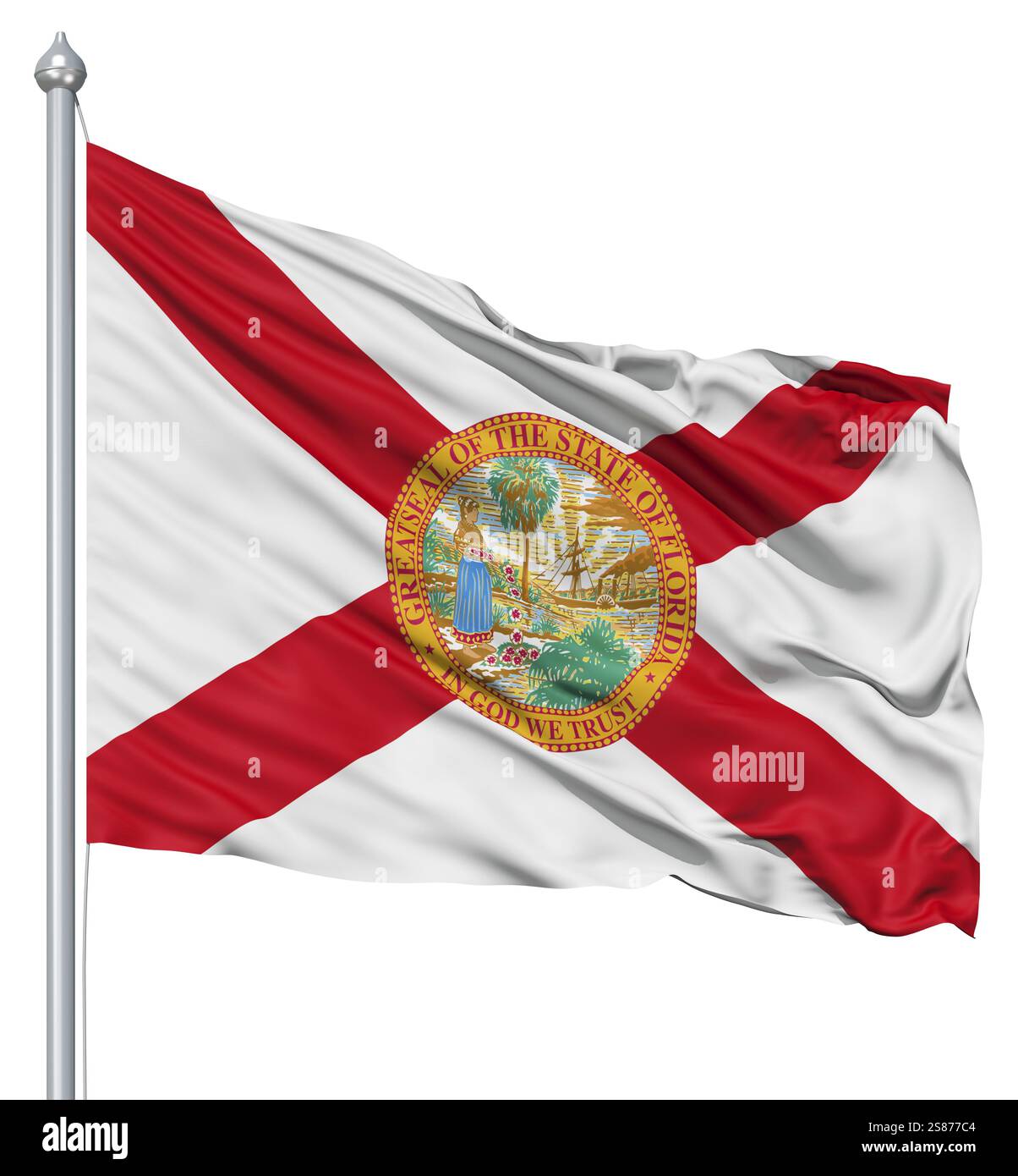 Realistische 3D-Flagge der Vereinigten Staaten von Amerika Florida flattert im Wind Stockfoto