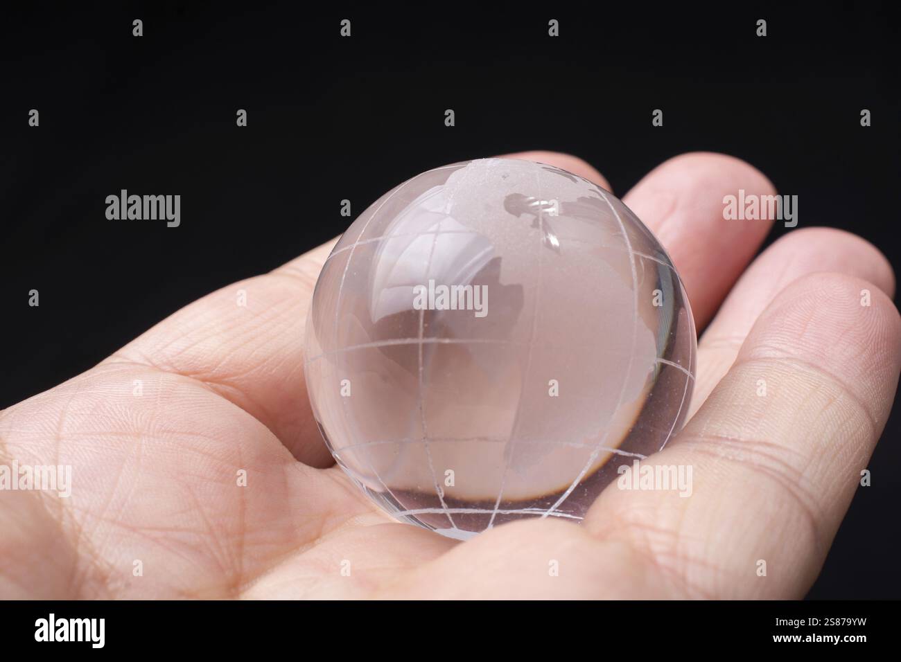 Glaskugel für Umwelt und Umweltschutz. Globale Geschäfts- oder Bildungskonzepte Stockfoto