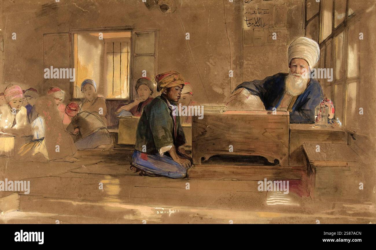 Arabische Schule, 1851, Gemälde von John Frederick Lewis, Historisch, digital restaurierte Reproduktion von einer Vorlage aus dem 19. Jahrhundert Stockfoto