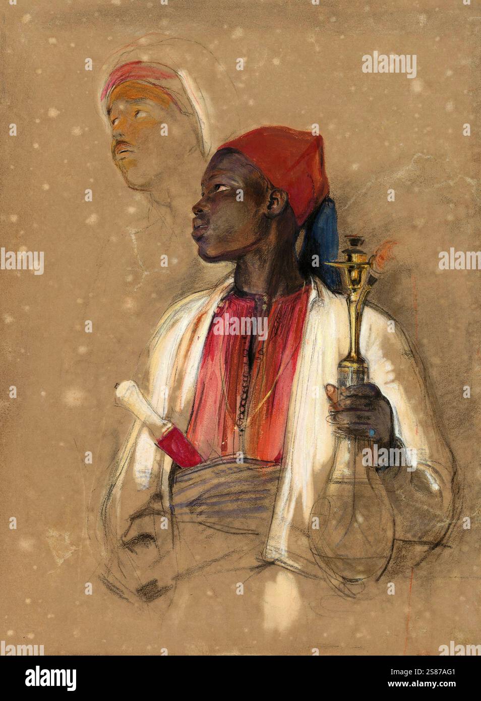 Der Pfeifenträger, 1841, Gemälde von John Frederick Lewis, Historisch, digital restaurierte Reproduktion von einer Vorlage aus dem 19. Jahrhundert Stockfoto