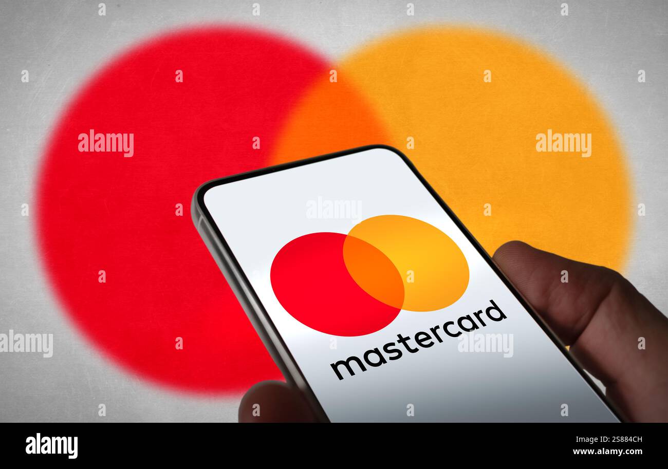 Zahlungen mit Mastercard Stockfoto
