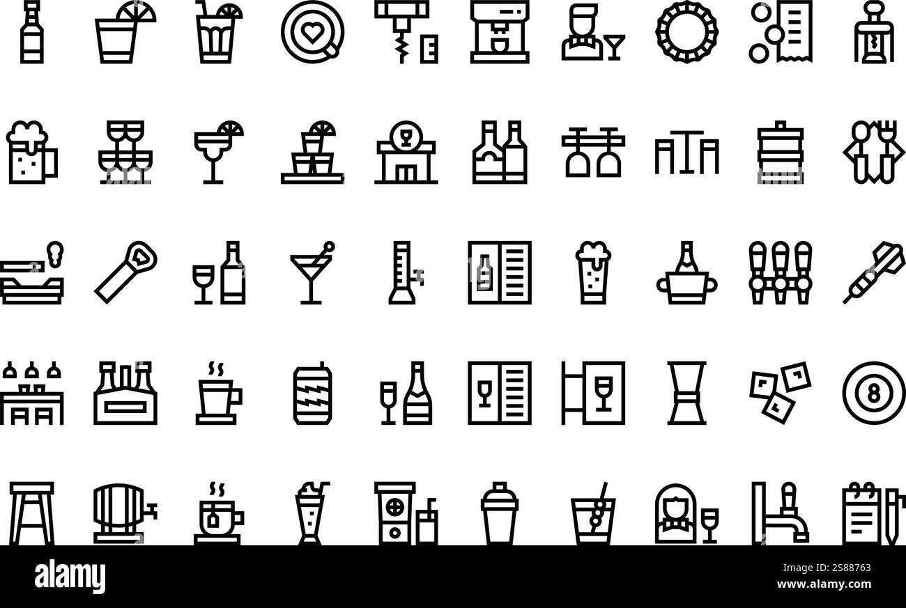 Hochwertige Sammlung von Vektorsymbolen mit editierbarer Kontur. Ideal für professionelle und kreative Projekte Stock Vektor