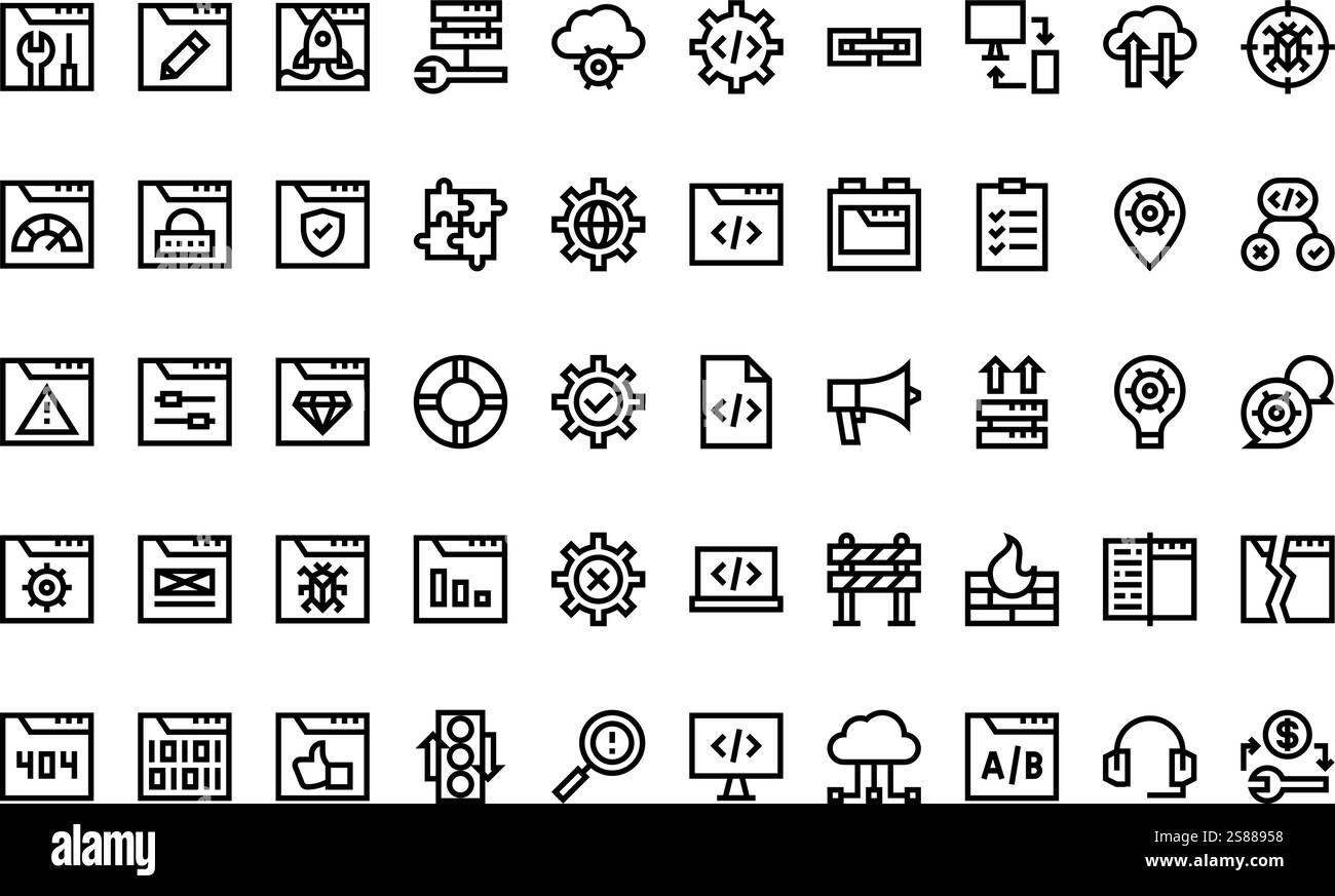 Hochwertige Sammlung von Vektorsymbolen mit editierbarer Kontur. Ideal für professionelle und kreative Projekte Stock Vektor