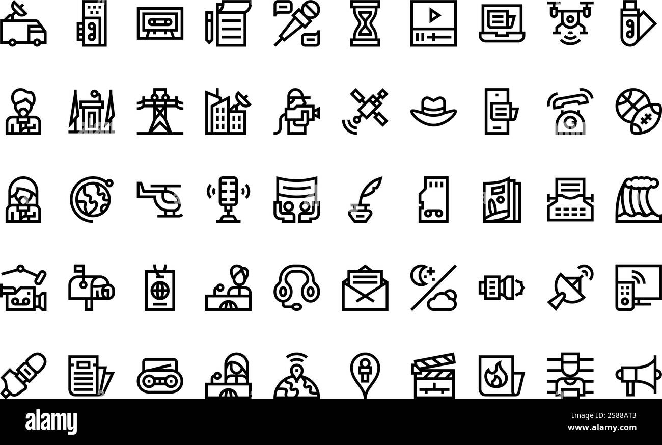 Hochwertige Sammlung von Vektorsymbolen mit editierbarer Kontur. Ideal für professionelle und kreative Projekte Stock Vektor