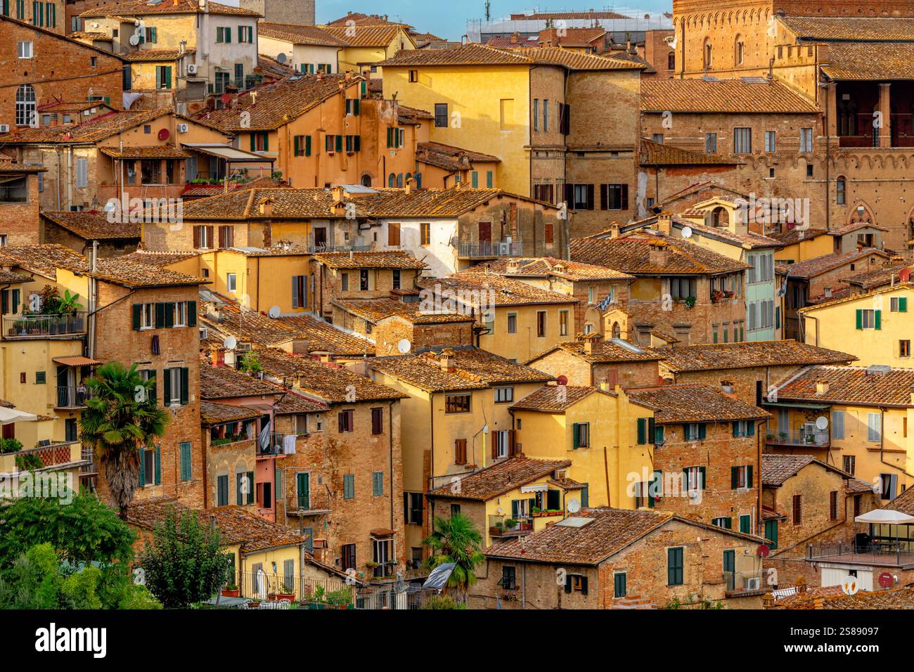 Die wunderschöne, historische mittelalterliche Stadt Siena in der Toskana in Italien Stockfoto