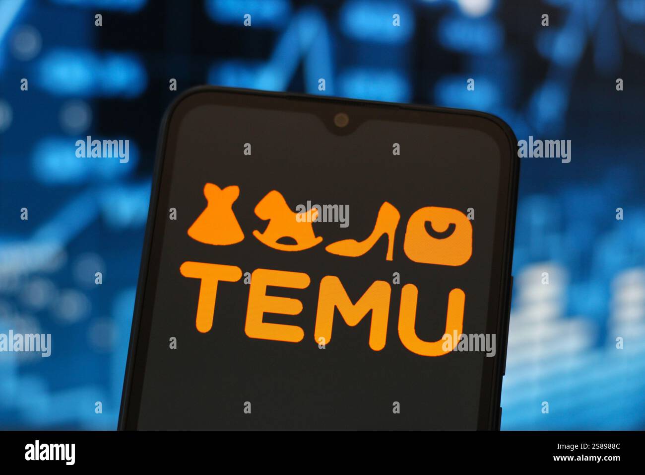 Kanada. Januar 2025. In dieser Abbildung wird das Temu-Logo auf einem Smartphone-Bildschirm angezeigt. (Credit Image: © Thomas Fuller/SOPA Images via ZUMA Press Wire) NUR REDAKTIONELLE VERWENDUNG! Nicht für kommerzielle ZWECKE! Stockfoto