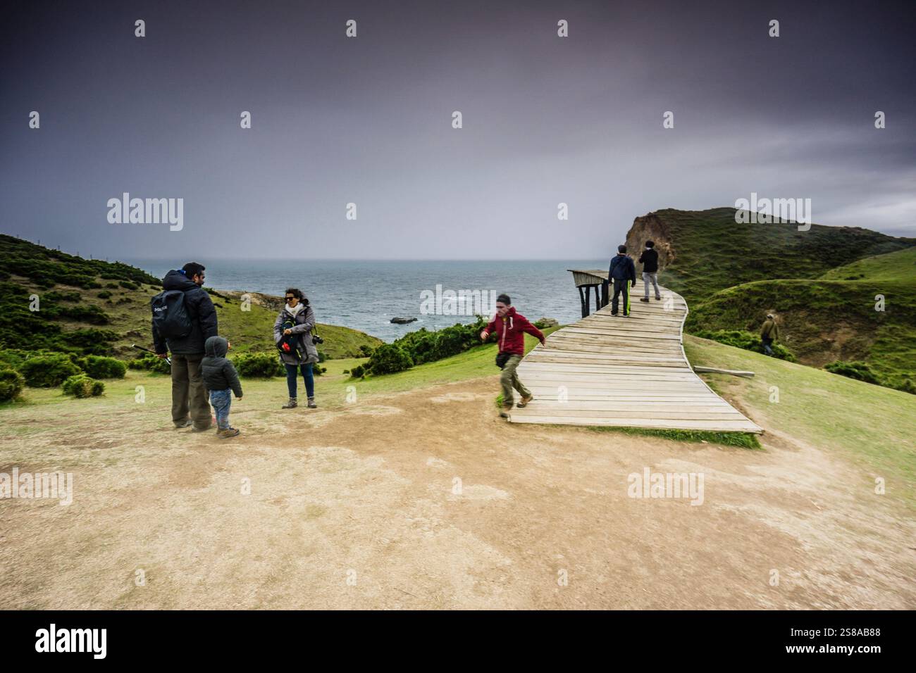 Pier of the Souls, Pirulil, Westküste der Großen Insel Chiloé, Patagonien, Republik Chile, Südamerika. Stockfoto