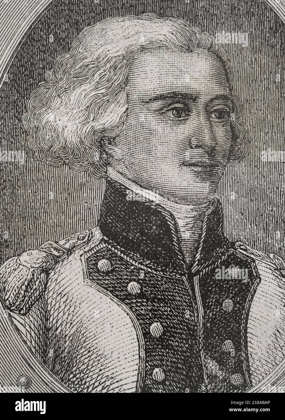 Bon-Adrien Jeannot de Moncey (1754-1842). Französischer General, 1804 von Napoleon Bonaparte zum Marschall des Reiches ernannt. Hochformat. Zeichnung von Liénard. Gravur. Verlauf. Stockfoto