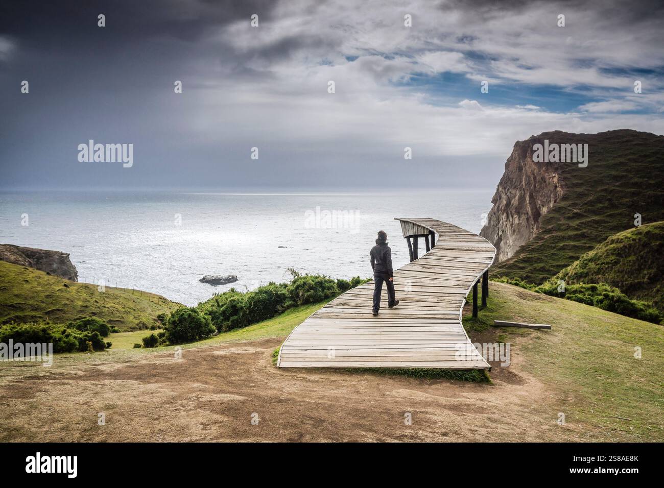 Pier of the Souls, Pirulil, Westküste der Großen Insel Chiloé, Patagonien, Republik Chile, Südamerika. Stockfoto