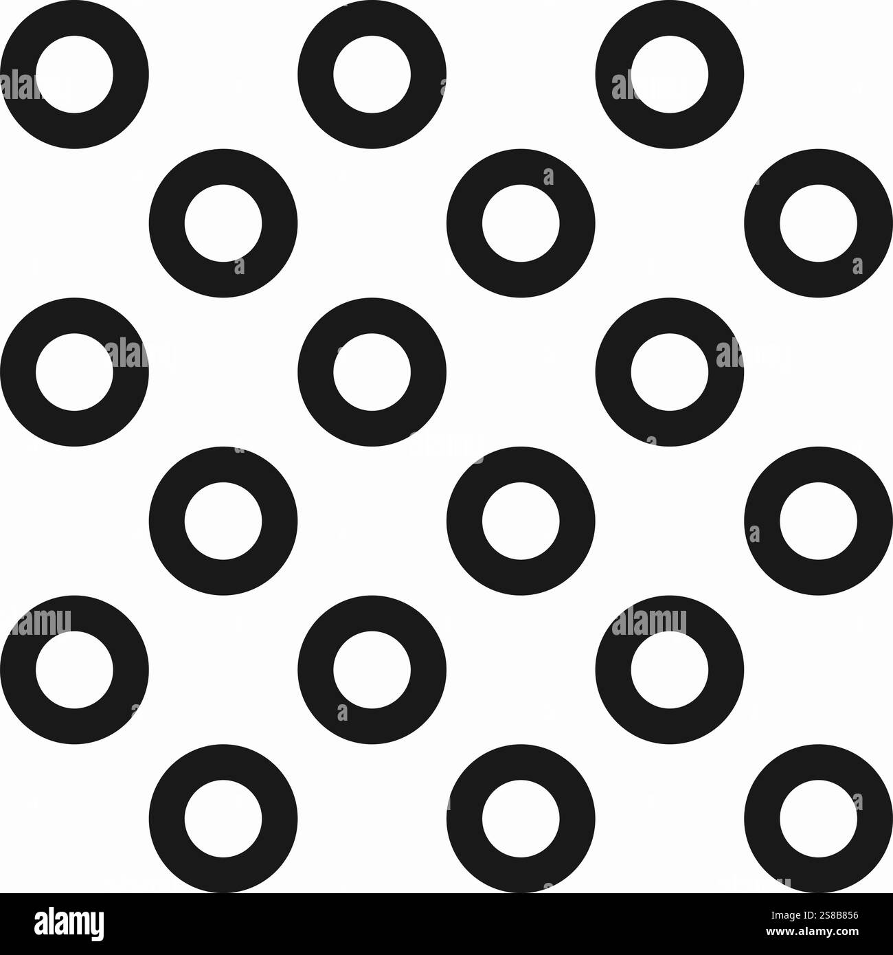 Nahtloser abstrakter geometrischer Hintergrund mit Kreisen. Modernes minimalistisches Vektormuster mit kreisförmigem Gitter, Punktmuster, Gitter, Netz oder Netz. Schwarz und W Stock Vektor