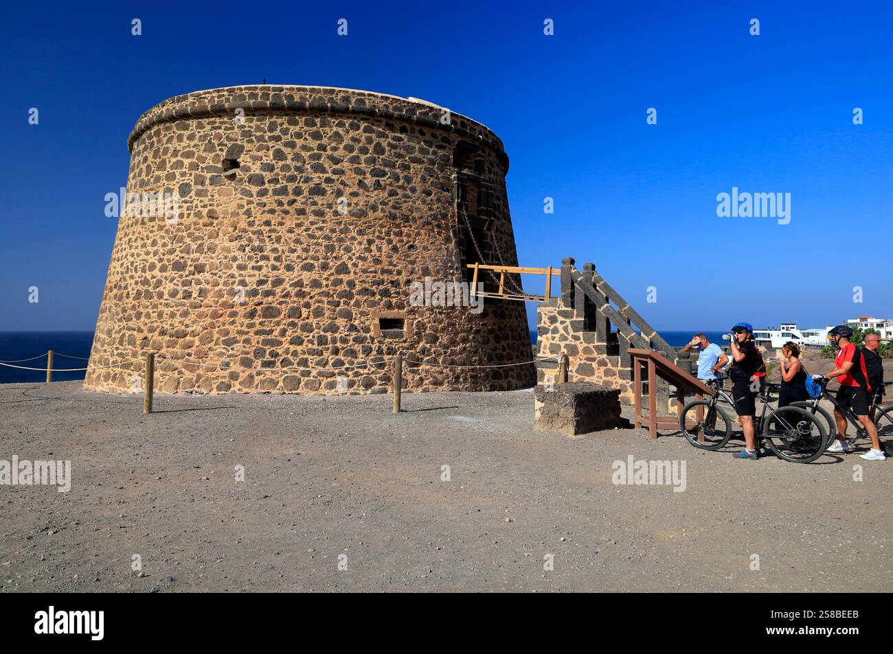 Toston Tower Castle, El Cotillo, Fuerteventura, Kanarische Inseln, Spanien. Stockfoto