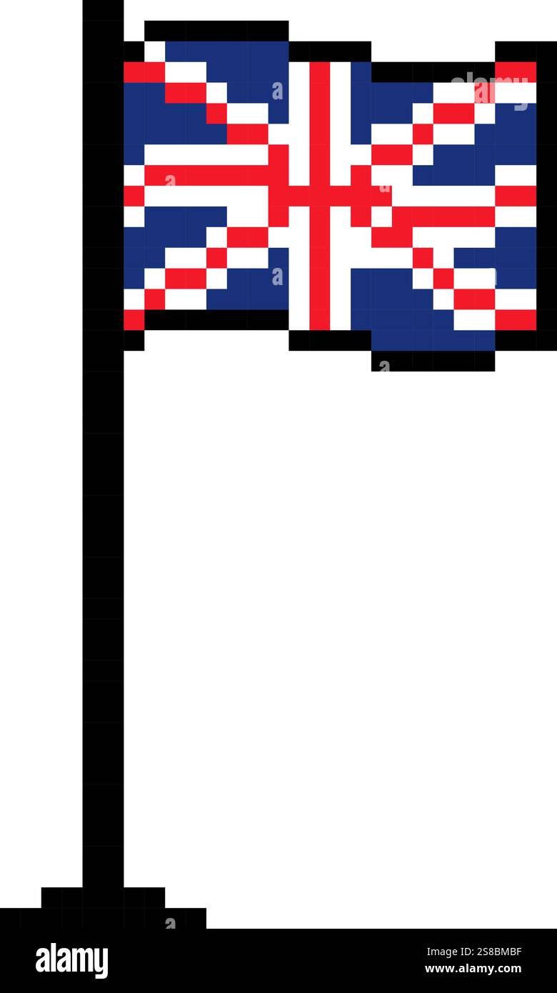 Symbol für die Pixelflagge für Großbritannien Stock Vektor
