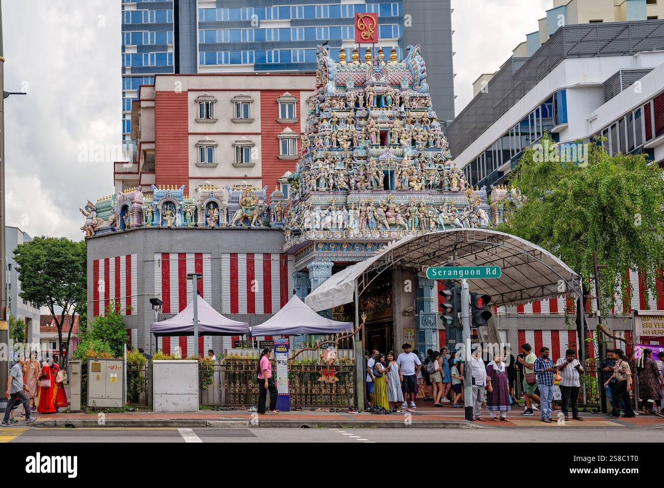 Singapur, Sri Veeramakaliamman, Serangoon Road, Hindutempel im Viertel Little India, Touristenattraktionen Stockfoto