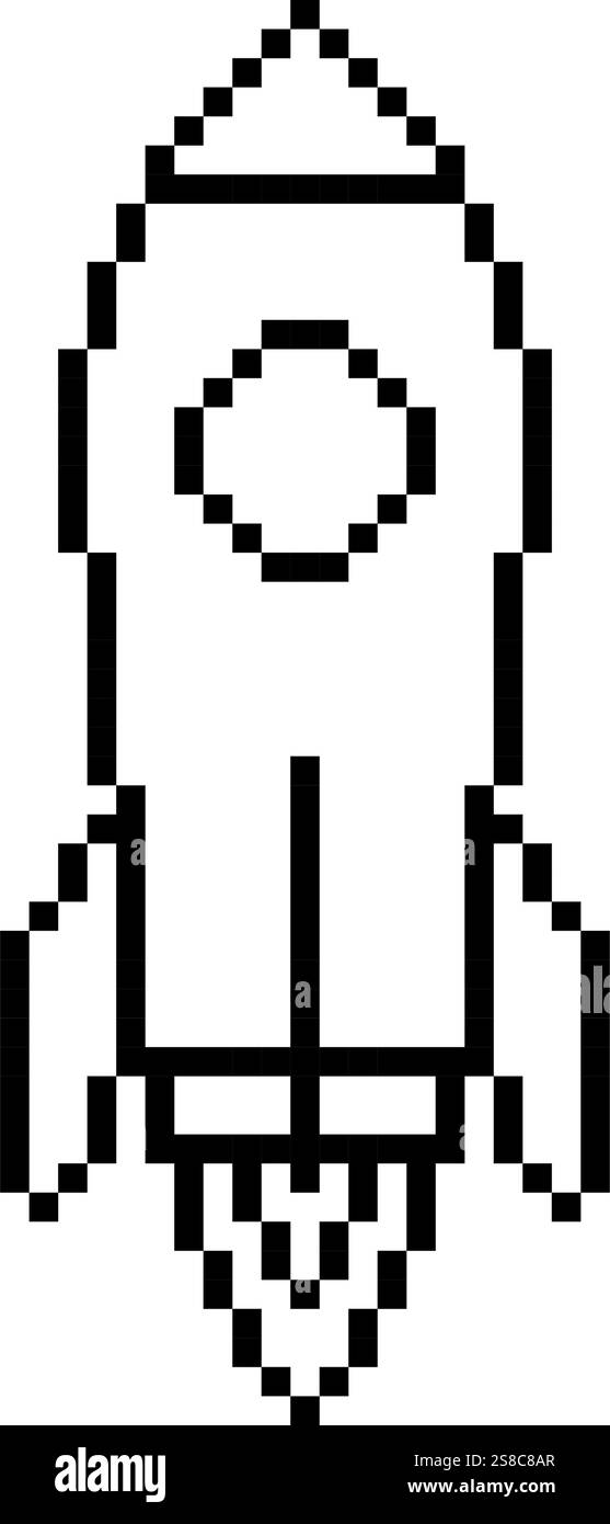Rocket icn Pixel Art Vintage Illustration Stock Vektor