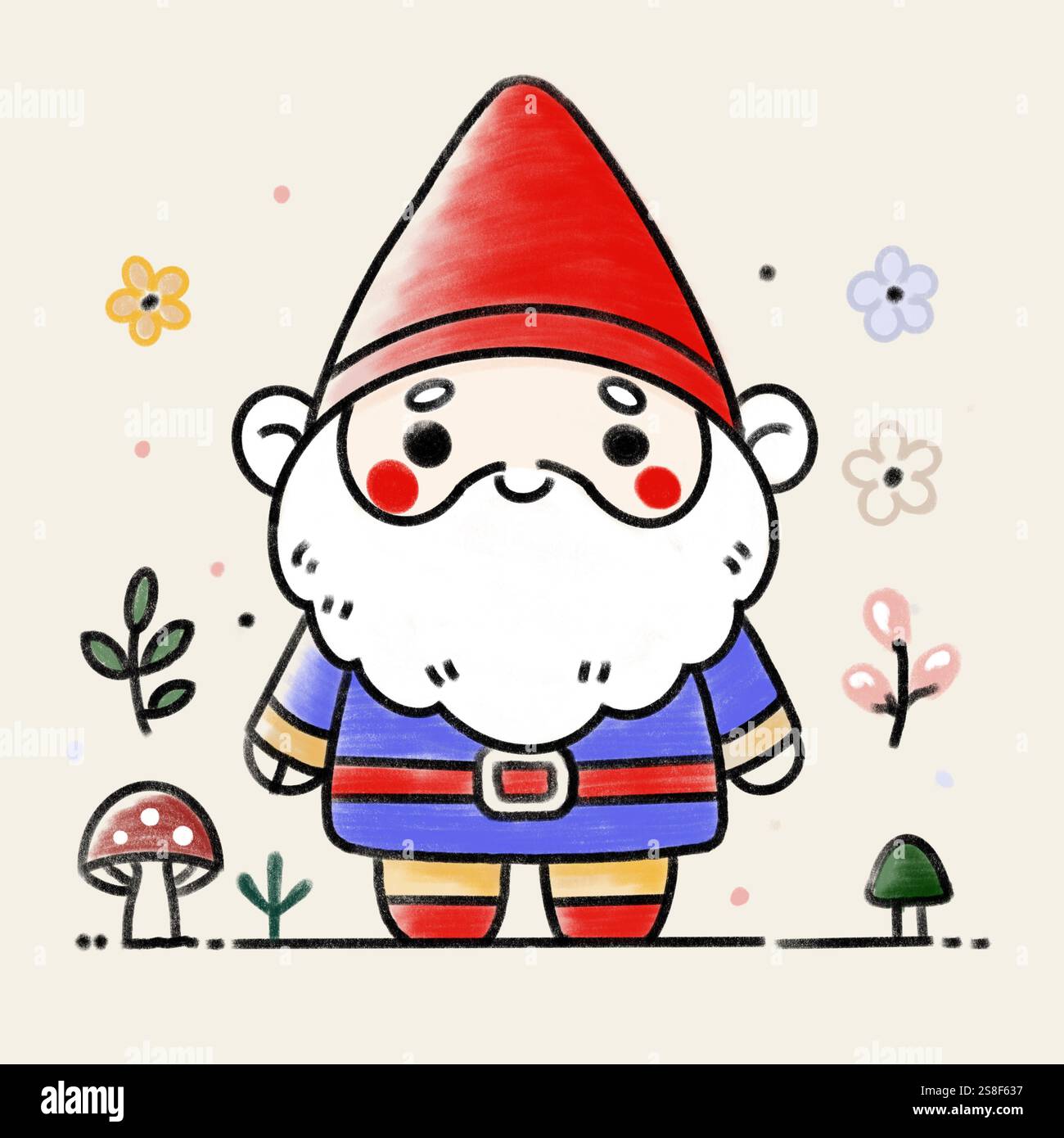 Entzückende Gartenzwerg-Illustration Stockfoto