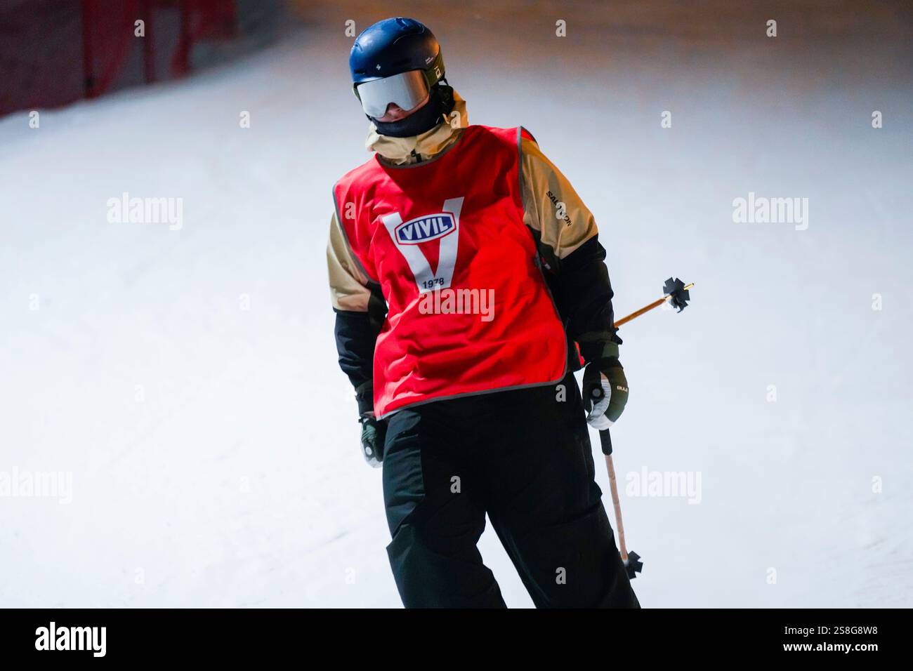 Baerum 20250122. Norwegischer Prinz Sverre Magnus Skifahren. Kronprinzessin Mette Marit, Kronprinz Haakon und Prinz Sverre Magnus (im Bild) besuchen das Skizentrum Lommedalen am Mittwochabend. Dort werden sie gemeinsam mit behinderten Athleten des Vivil Sports Club Alpintraining absolvieren. Sowohl das Kronprinz-Paar als auch Sverre Magnus haben schon oft auf Skiern trainiert und werden gemeinsam mit Vivil-Athleten im echten Slalom mit Toren versuchen. Die Kronprinzessin ist die Schirmherrin der Vivil Games. Vivil Sports Club ist einer der wenigen Vereine in Norwegen, die angepasstes alpines Training für Athleten anbieten Stockfoto
