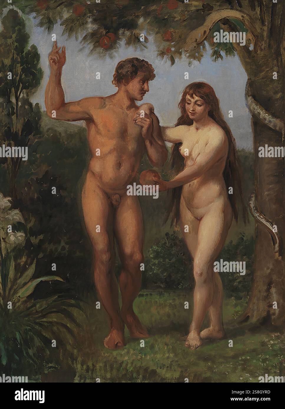 Wilhelm Marstrand (1810–1873), Eva verführt Adam, 1825-1873 Stockfoto