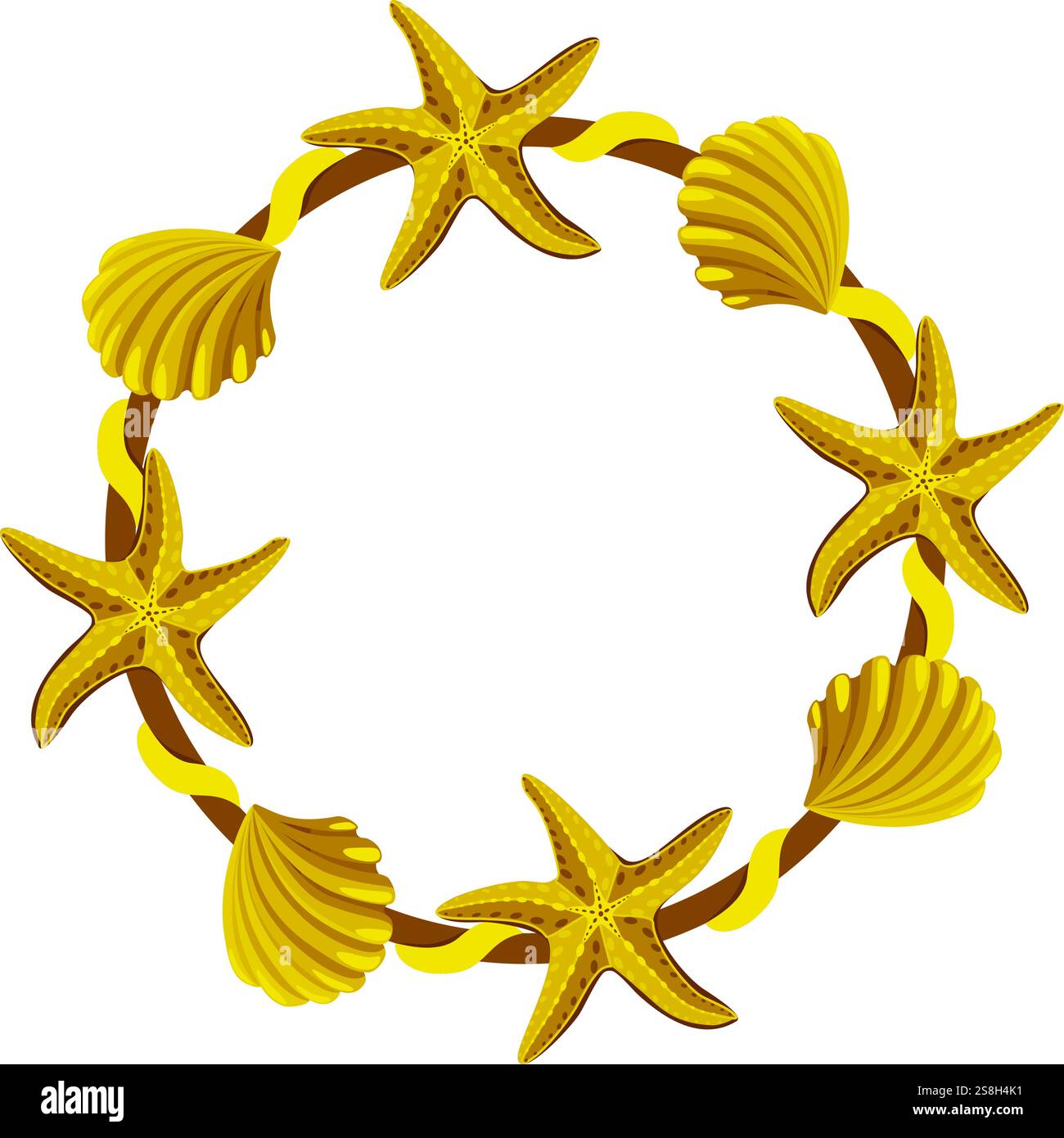 Sommerrahmen mit Meeressternen und Muscheln Vektorillustration Stock Vektor