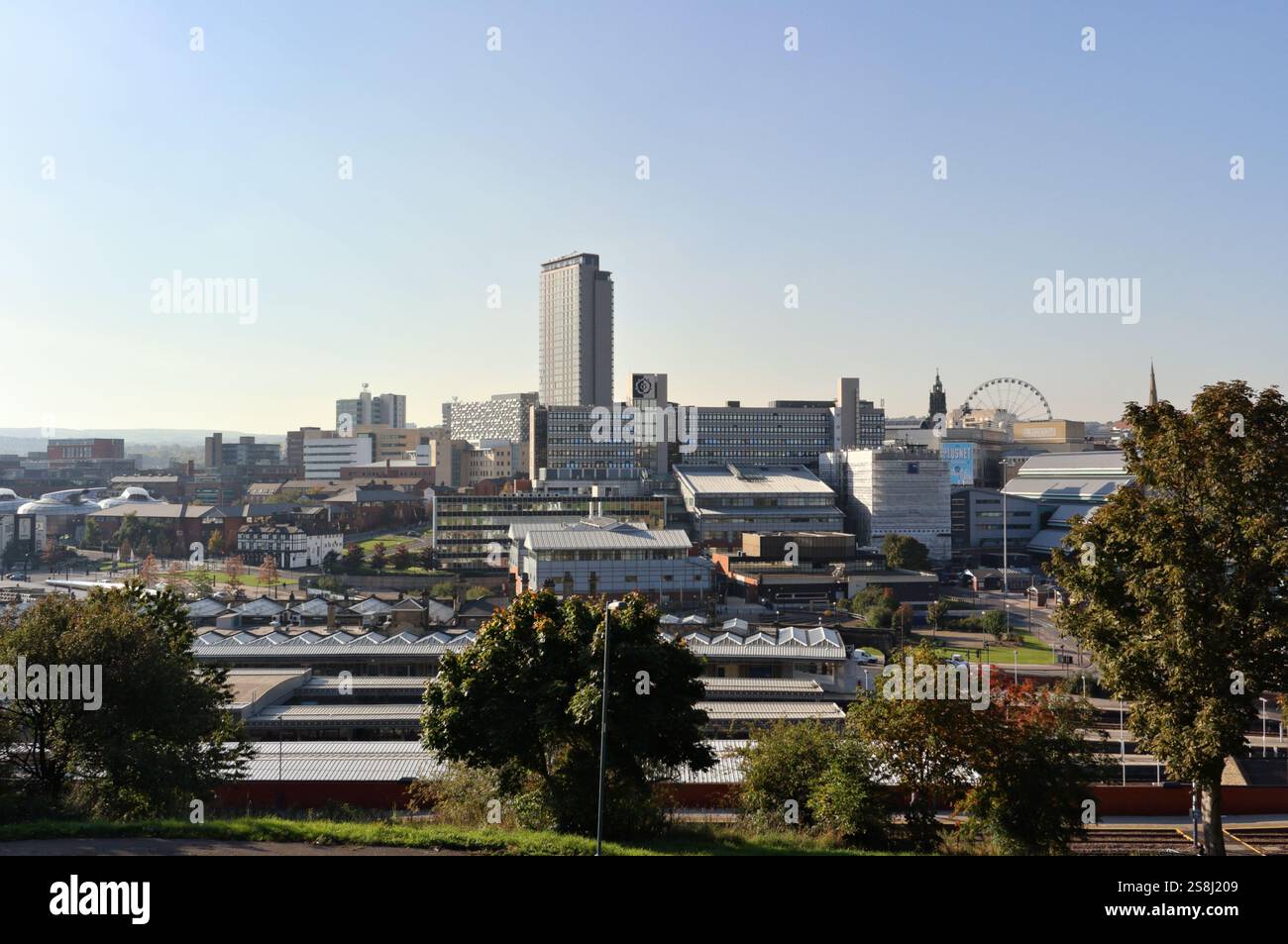 Skyline des Stadtzentrums von Sheffield, England, Großbritannien, britische Stadtlandschaft Stockfoto