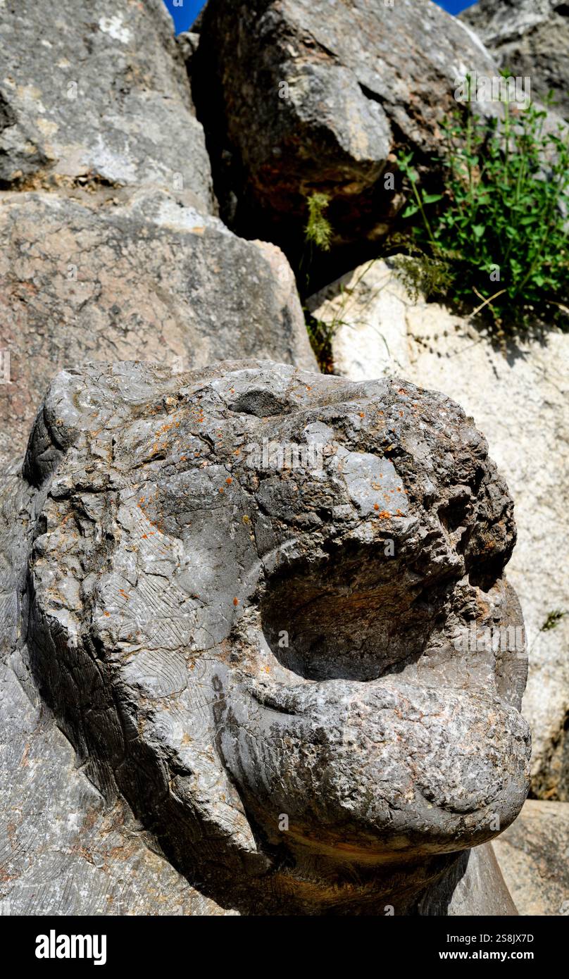 Lion Gate Felsenschnitzereien im Yazilikaya Hittite Sanctuary, hethitische Hauptstadt von Hattusa, Türkei Stockfoto