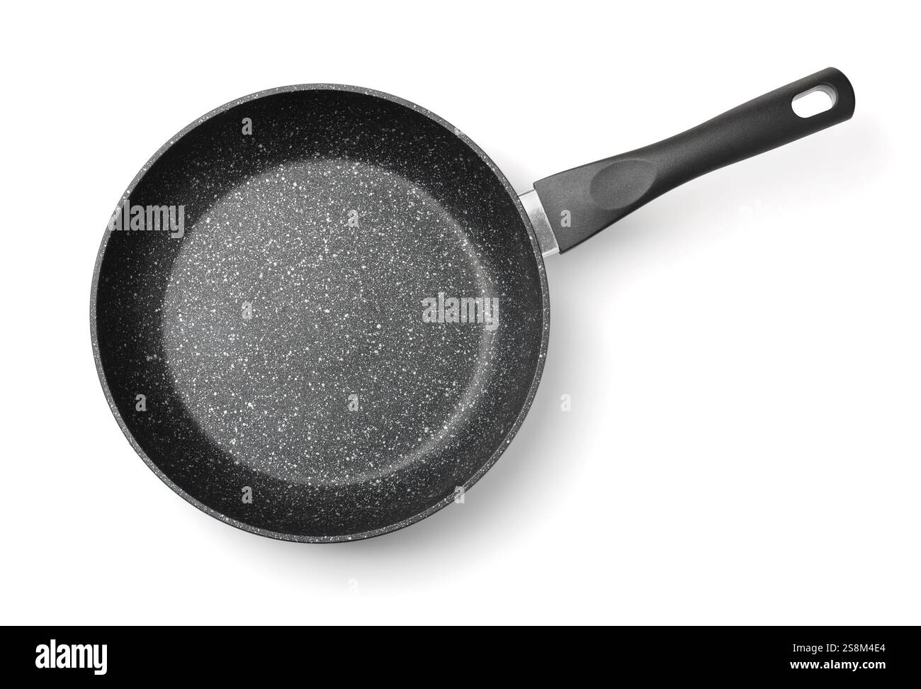 Draufsicht der antihaftbeschichteten Steinpfanne, isoliert auf weiß Stockfoto