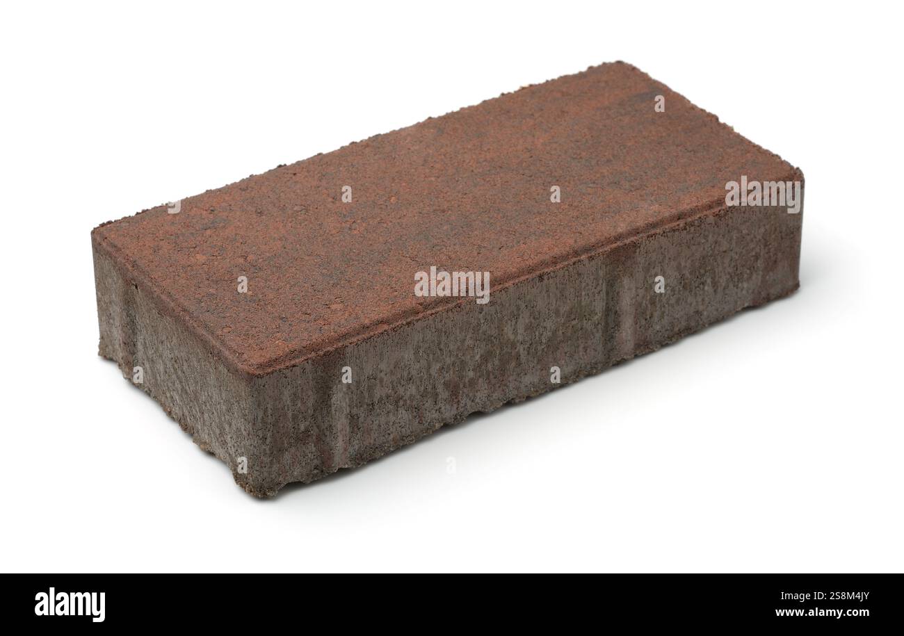 Einzelner Tonsteinpflaster isoliert auf weiß Stockfoto