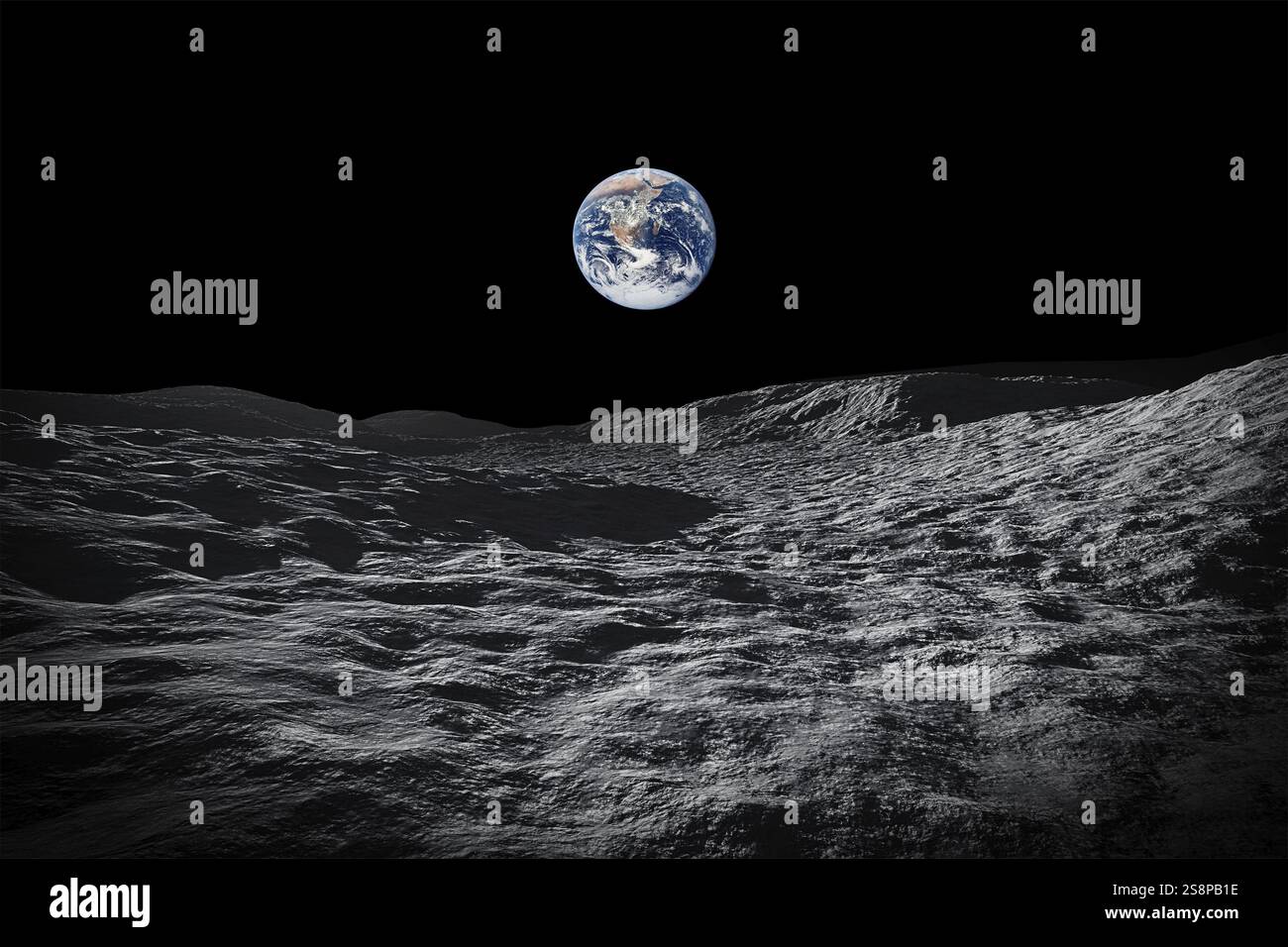 Ein Bild eines Weltraumblicks auf unseren Planeten Erde vom Mond Stockfoto