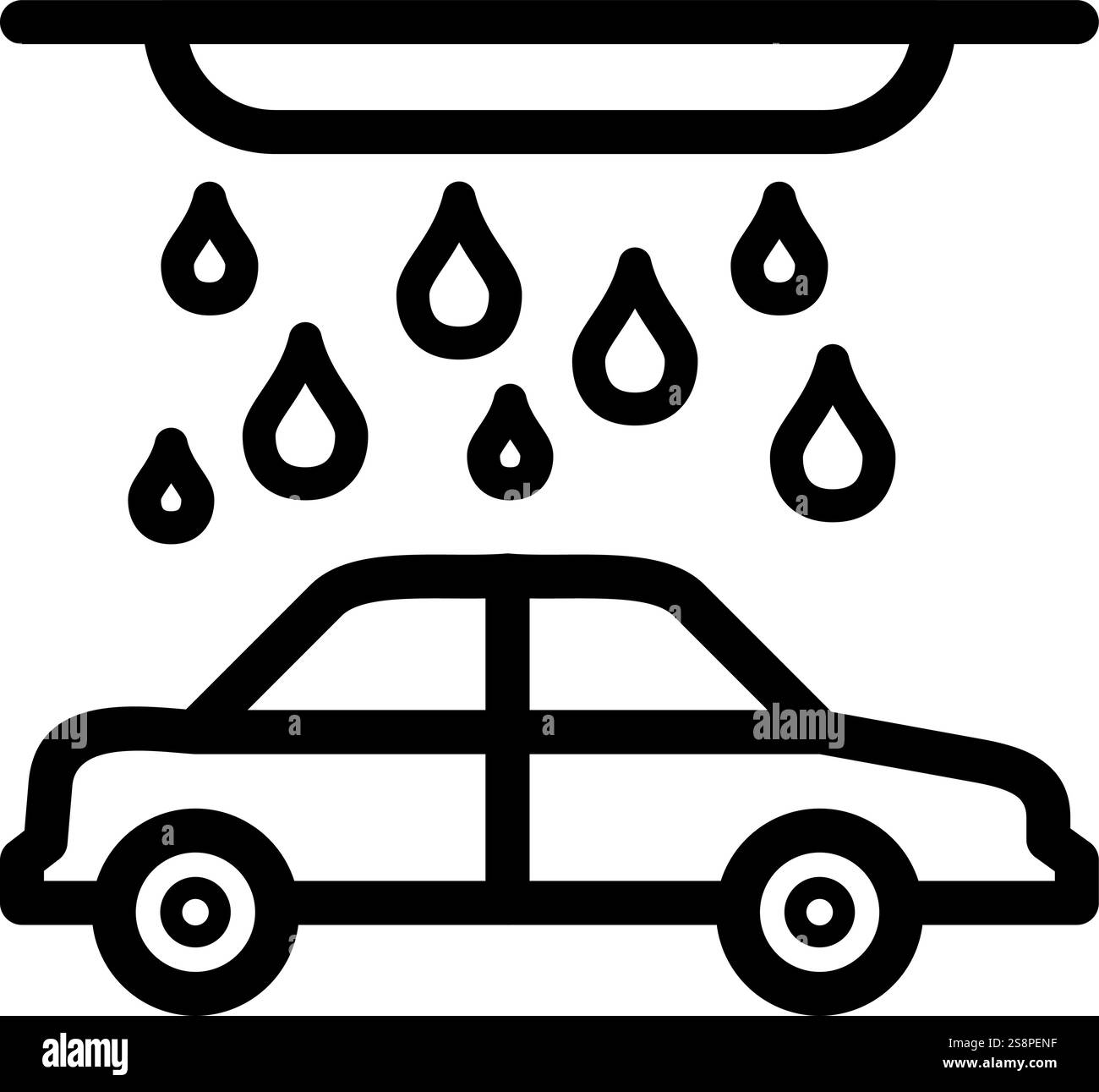 Vektor des Symbols „Autowaschanlage“. Geeignet für mobile Apps, Web-Apps und Printmedien. Stock Vektor