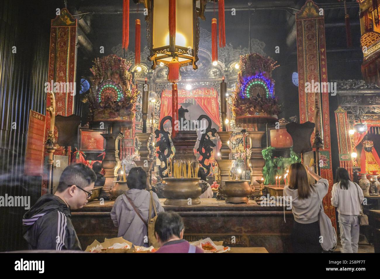 Man Mo Temple, Hollywood Road, Sheung Wan, Hong Kong Island, Hongkong, Volksrepublik China, Asien Stockfoto