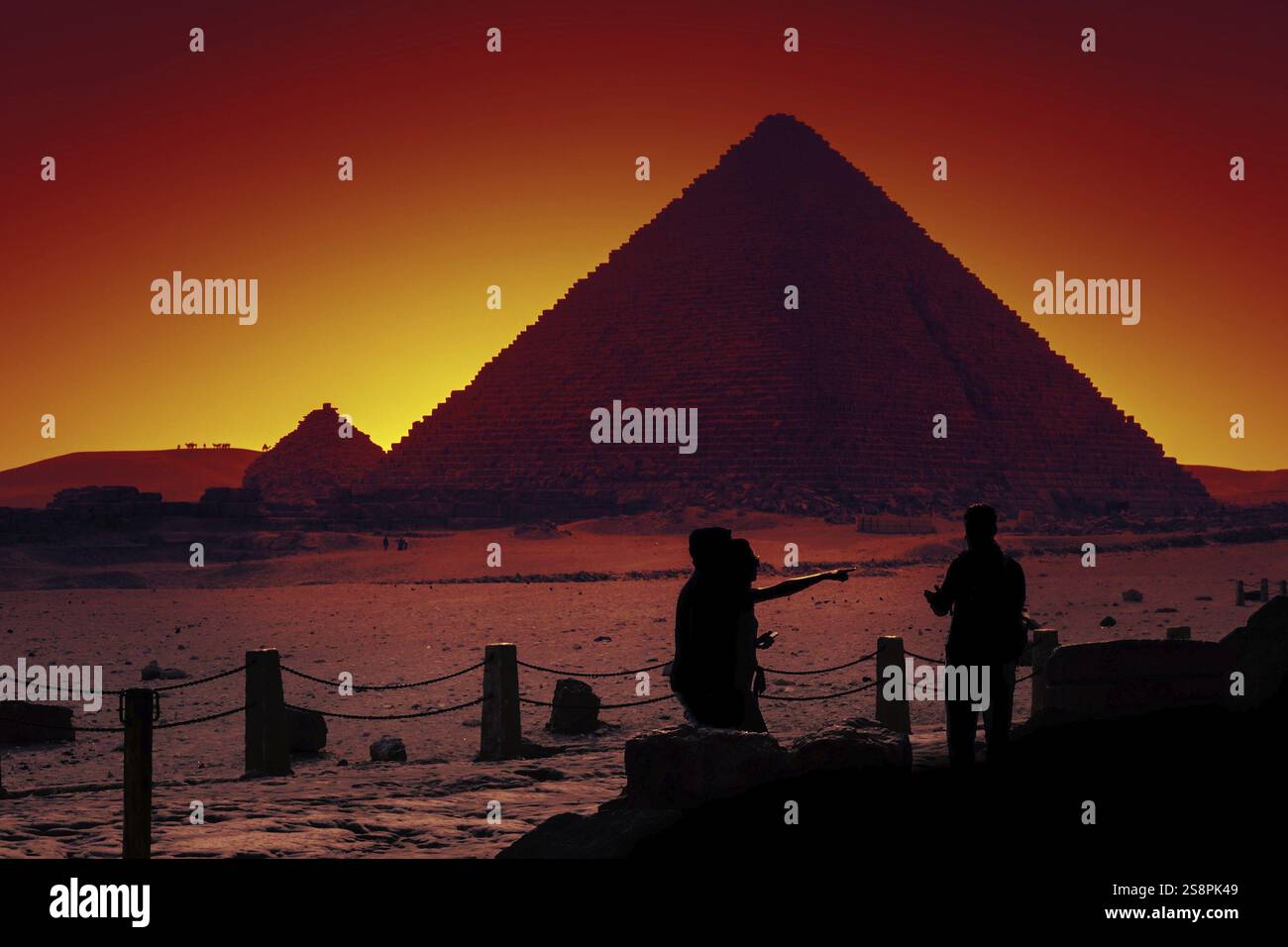 Ein Bild der Pyramiden in Gizeh Kairo Ägypten Stockfoto