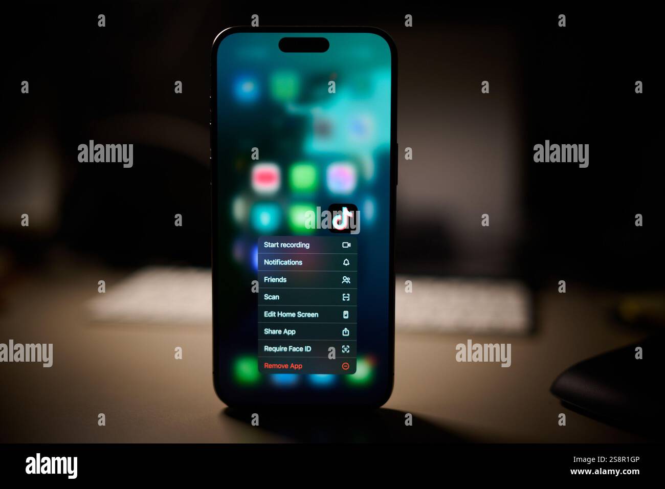 Die TikTok App und das Logo sind auf einem Mobilgerät in diesem Foto zu sehen, das am 14. Januar 2025 in Warschau, Polen, aufgenommen wurde. (Foto: Jaap Arriens / SIPA USA) Stockfoto