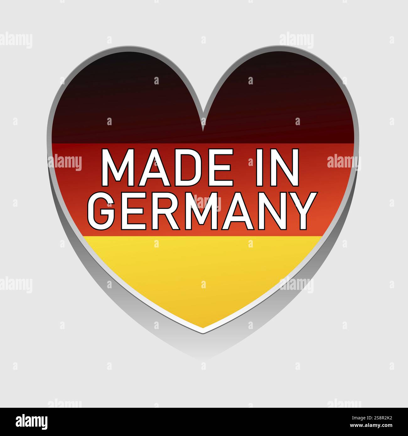 Eine Illustration eines deutschlandfarbenen Herzens mit Text aus deutschland Stockfoto