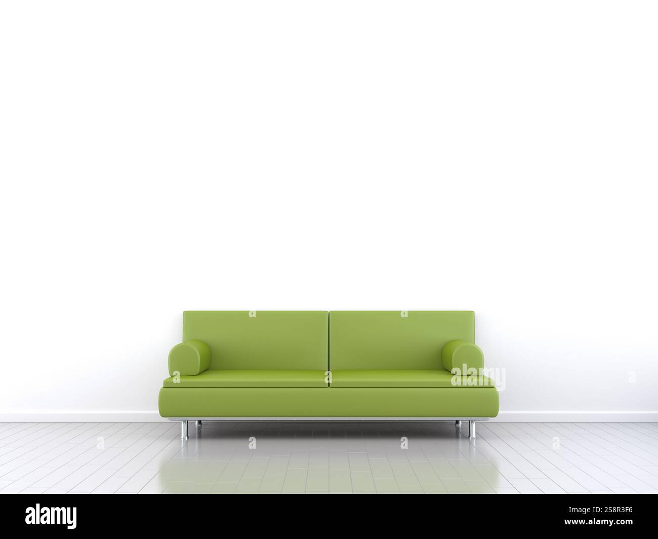 3D-Rendering eines Raumes und eines Sofas mit Platz für Ihre Inhalte Stockfoto