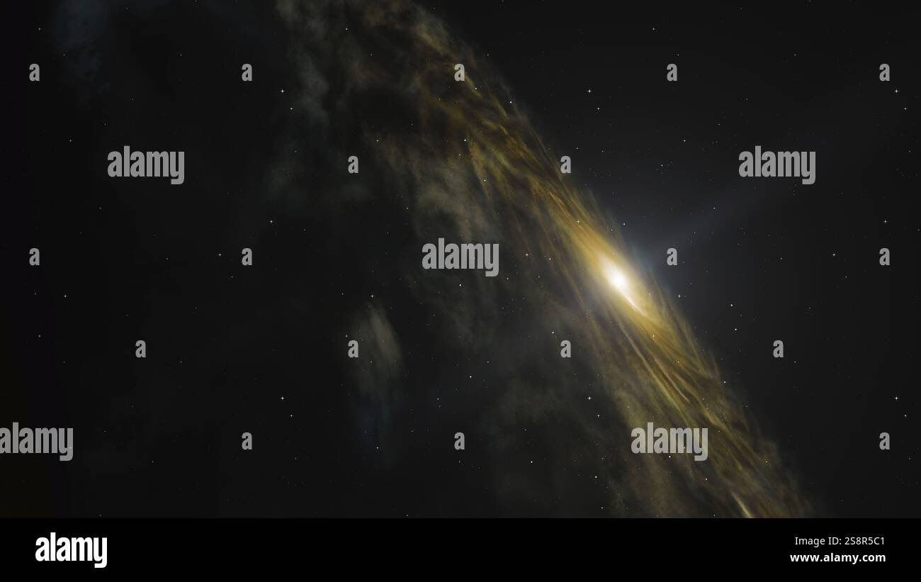 Eine spiralförmige Galaxie im Raum. 3D-Darstellung Stockfoto