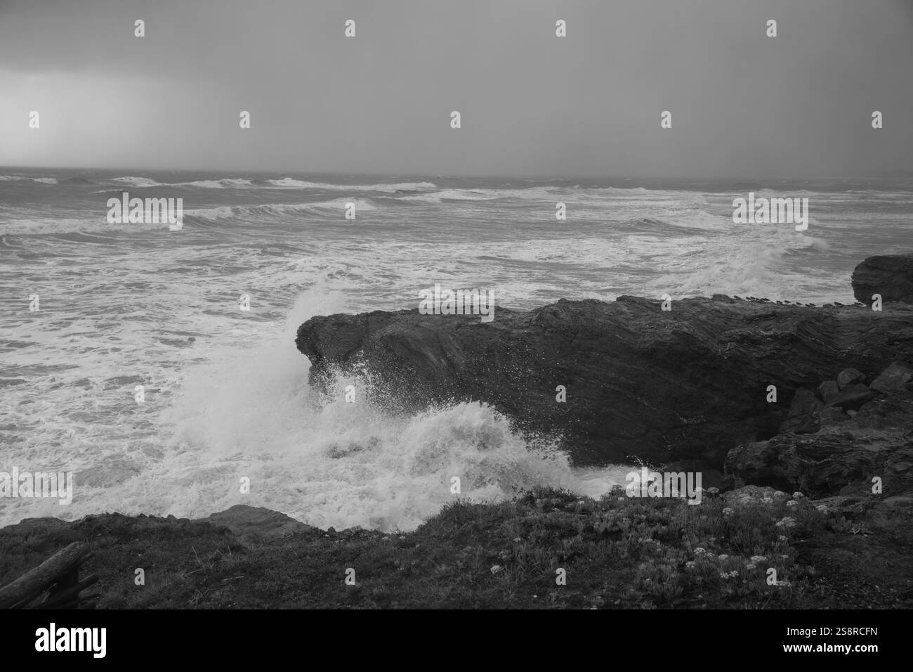 Frankreich, Pays de la Loire, Vendée, Saint-Hilaire de Riez, Küstenstraße, stürmisches Wetter, Sturm Stockfoto