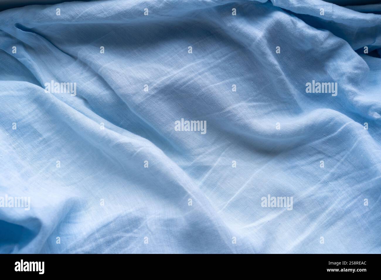 Weicher blauer Leinenstoff Stockfoto